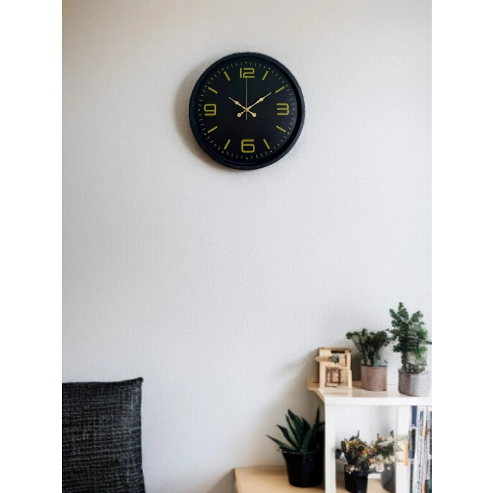 Mey İthalat® 36 Cm Siyah Modern Duvar Saati