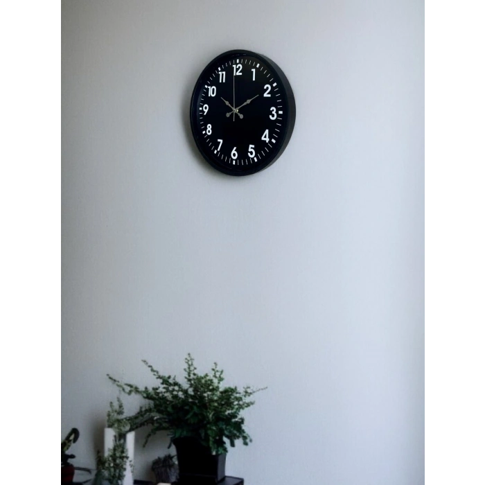 Mey İthalat® 36 Cm Siyah Modern Duvar Saati