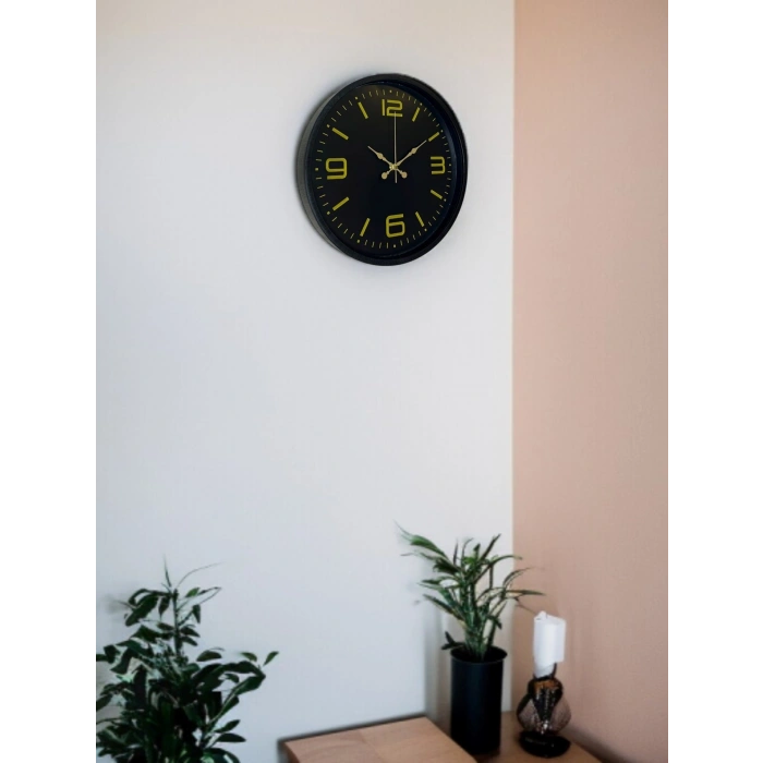 Mey İthalat® 36 Cm Siyah Modern Duvar Saati