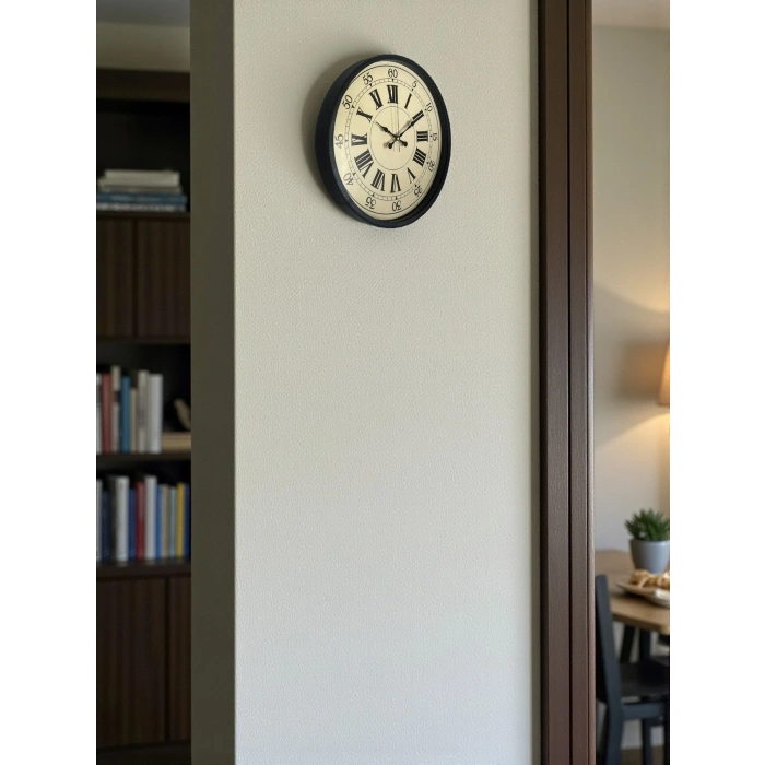 Mey İthalat® 36 Cm Siyah Retro Tasarım Duvar Saati