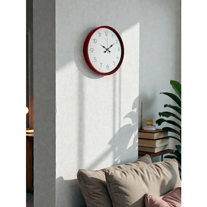 Mey İthalat® 36 Cm Standart Kırmızı Duvar Saati