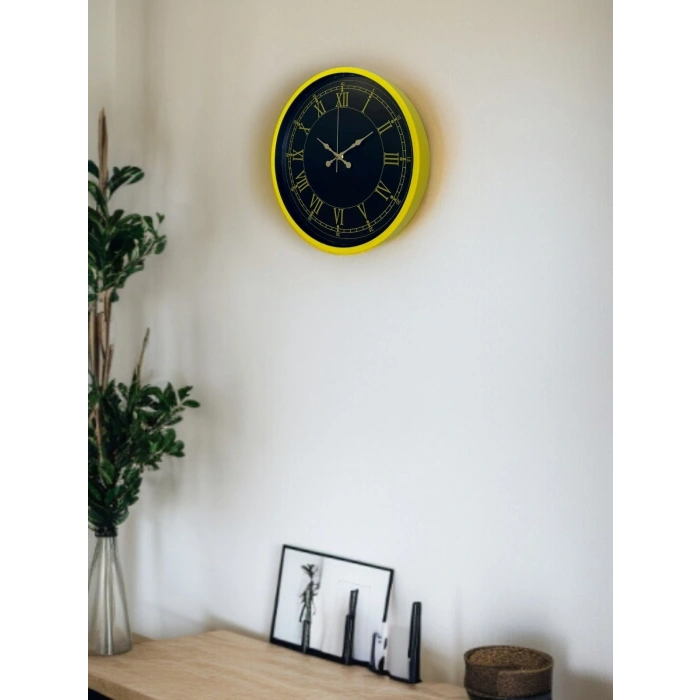 Mey İthalat® 36 Cm Standart Sarı Duvar Saati
