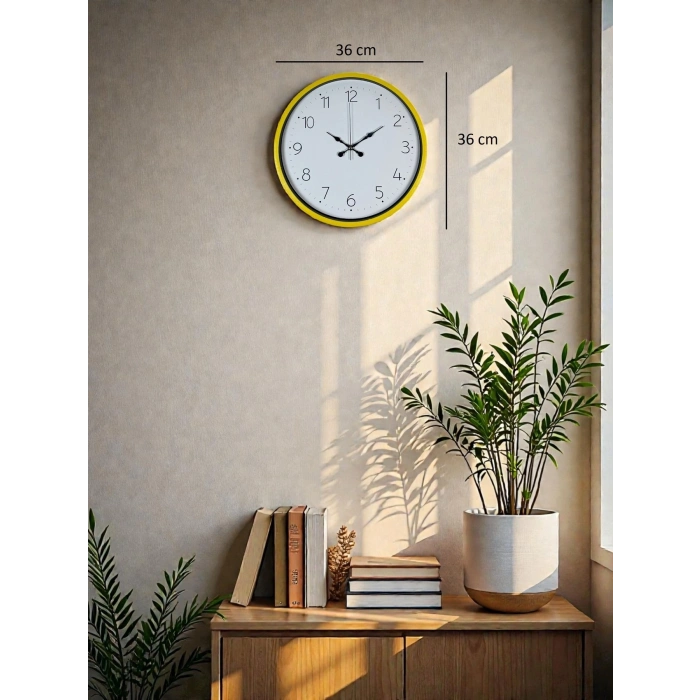 Mey İthalat® 36 Cm Standart Sarı Duvar Saati