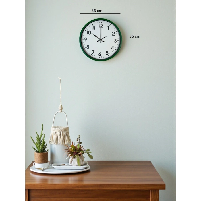 Mey İthalat® 36 Cm Standart Yeşil Duvar Saati