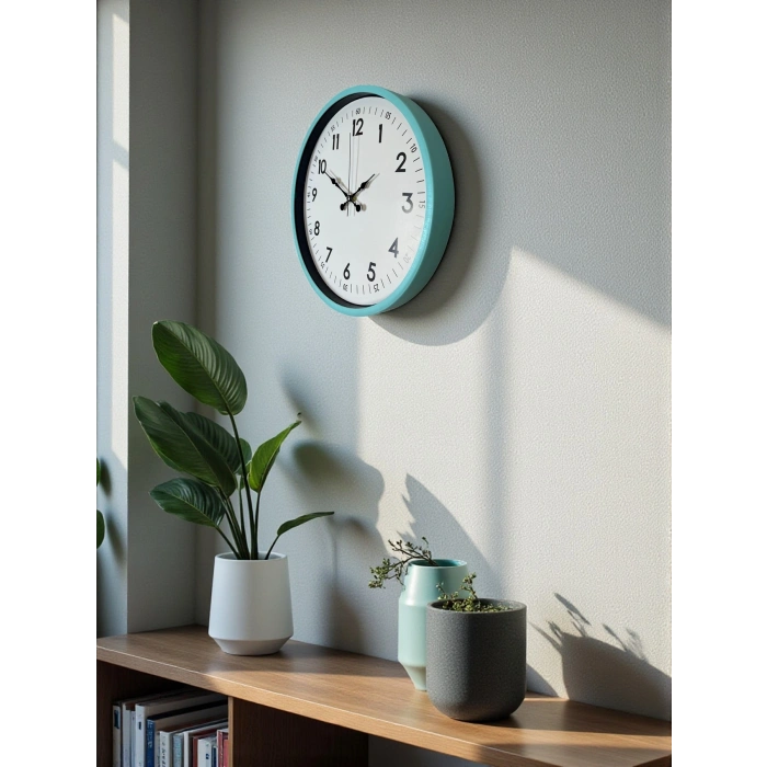 Mey İthalat® 36 Cm Turkuaz Dekoratif Duvar Saati