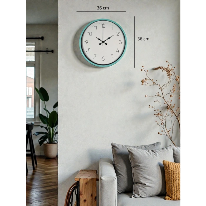 Mey İthalat® 36 Cm Turkuaz Standart Duvar Saati