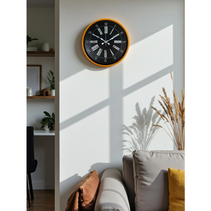 Mey İthalat® 36 Cm Turuncu Dekoratif Duvar Saati