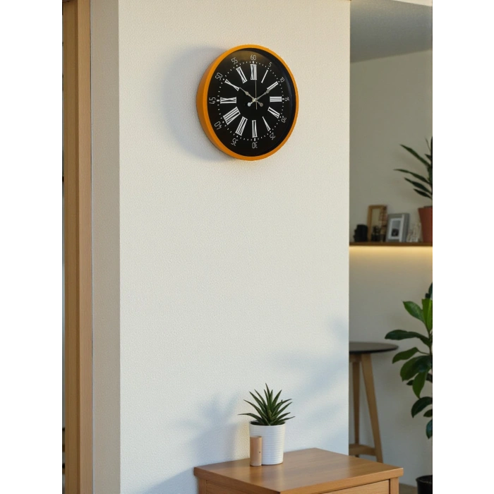 Mey İthalat® 36 Cm Turuncu Dekoratif Duvar Saati