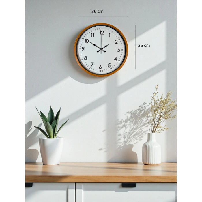 Mey İthalat® 36 Cm Turuncu Dekoratif Duvar Saati
