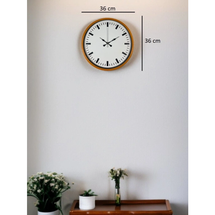 Mey İthalat® 36 Cm Turuncu Sade Şık Duvar Saati