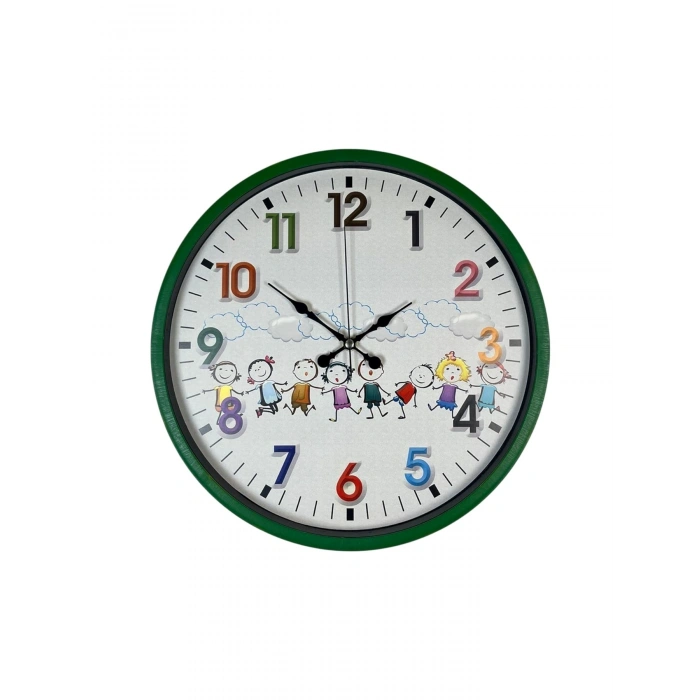 Mey İthalat® 36 Cm Yeşil Çocuk Odası Duvar Saati