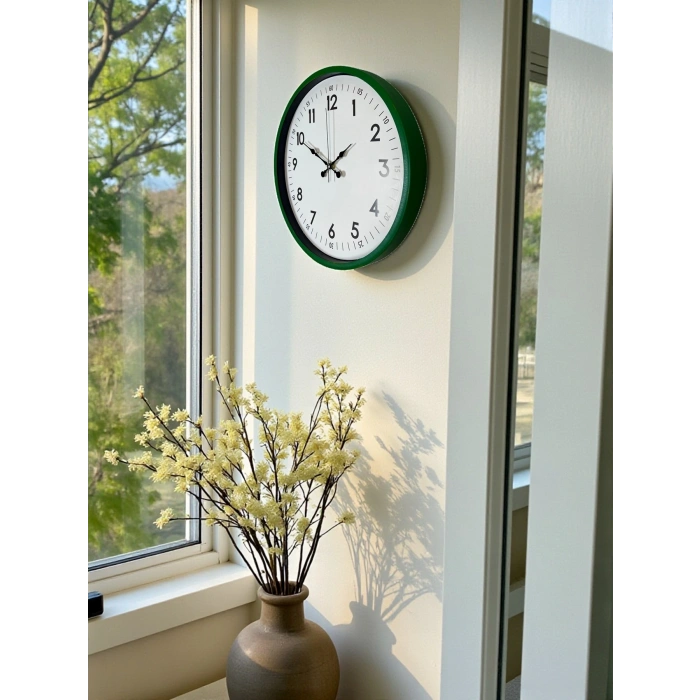 Mey İthalat® 36 Cm Yeşil Dekoratif Duvar Saati