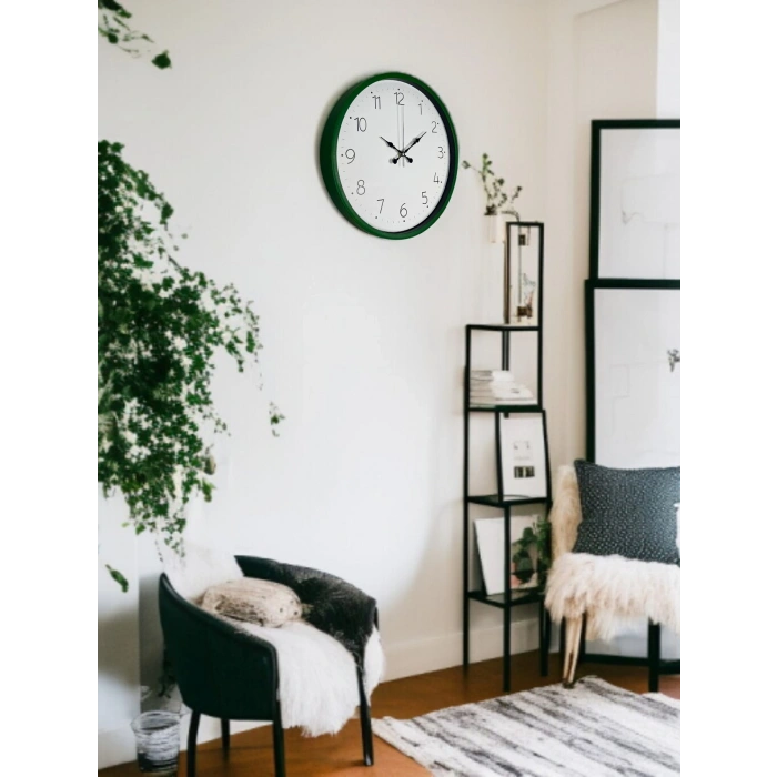 Mey İthalat® 36 Cm Yeşil Dekoratif Duvar Saati