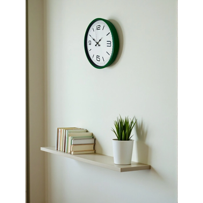 Mey İthalat® 36 Cm Yeşil Modern Dekoratif Duvar Saati