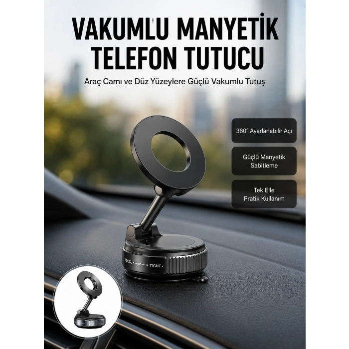 Mey İthalat® 360 Derece Ayarlanabilir Manyetik Araç Telefon Standı Yeni Nesil