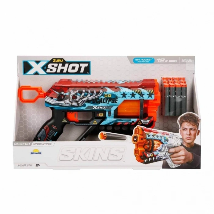 Mey İthalat® 36561 X-Shot Skins Griefer 12 li Sünger Dart Atan Silah 32 cm
