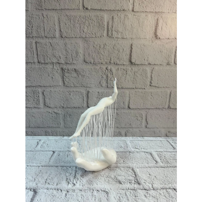 Mey İthalat® 3D El Üzerinde İnsan Figürü Beyaz Minimal Masa Üstü Dekor