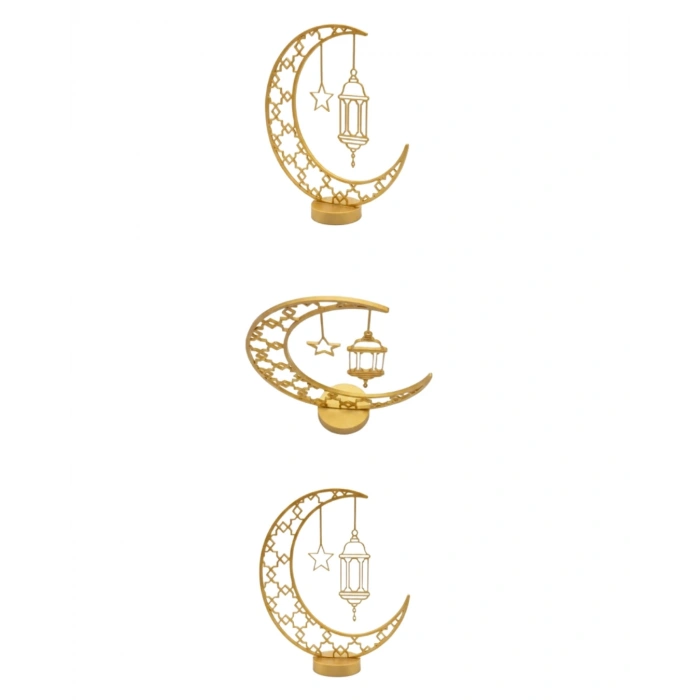 Mey İthalat® 3D Hilal Cami Dekor 20x20 cm Özel Baskı Masa Üstü Süs