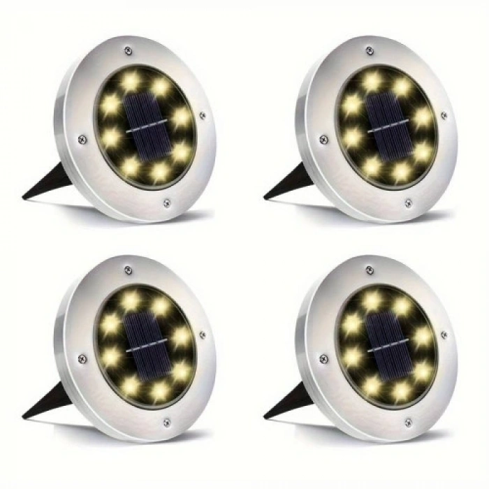Mey İthalat® 4lü Solar Panelli Kazıklı Bahçe Aydınlatması