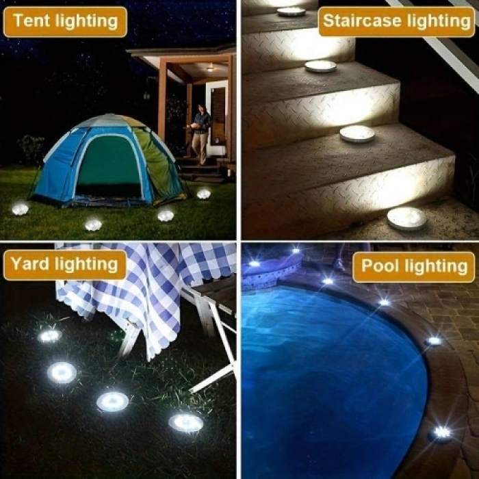 Mey İthalat® 4lü Solar Panelli Kazıklı Bahçe Aydınlatması