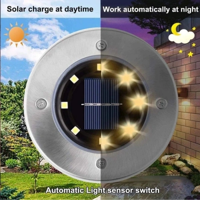 Mey İthalat® 4lü Solar Panelli Kazıklı Bahçe Aydınlatması