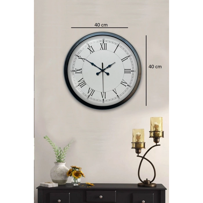 Mey İthalat® 40 cm Siyah Metal Retro Duvar Saati