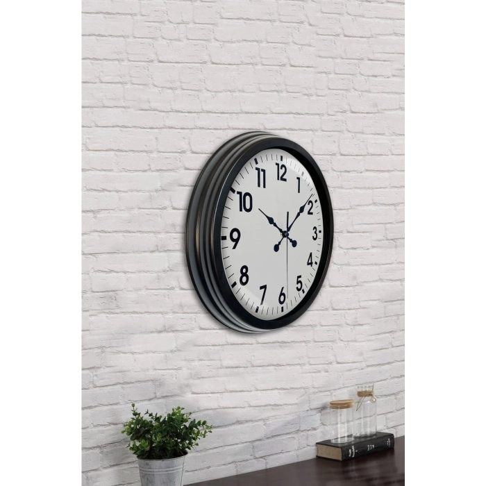 Mey İthalat® 40 cm Siyah Metal Standart Duvar Saati