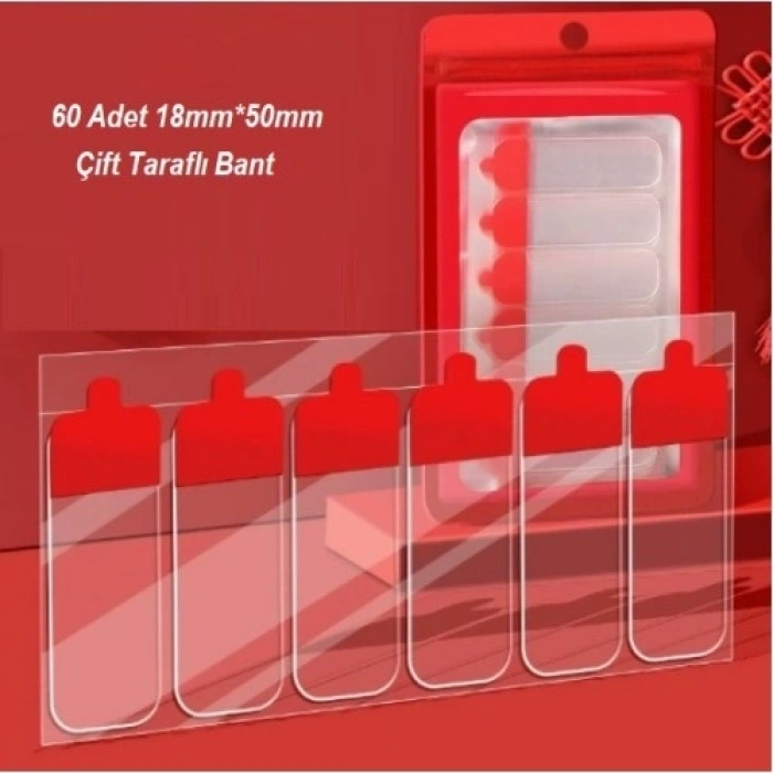 Mey İthalat® 60 Parça Kolay Açılır Güçlü Çift Taraflı Bant 18mm*50mm