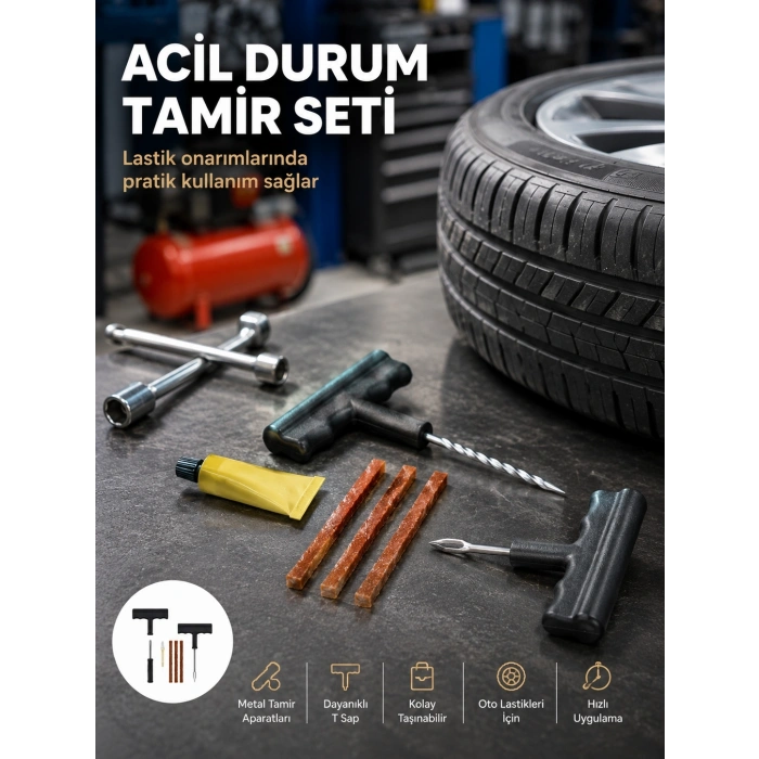 Mey İthalat® Acil Durumların Kurtarıcısı Çok Amaçlı Lastik Tamir Seti
