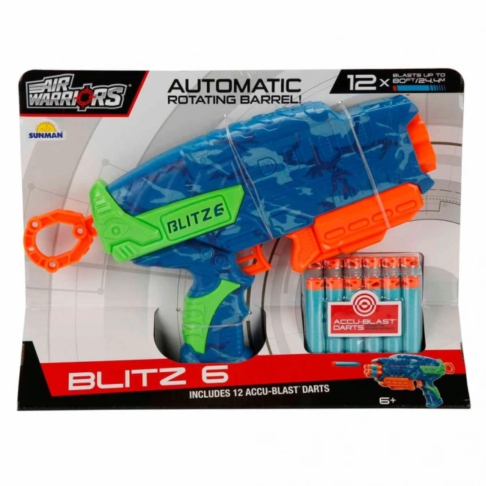 Mey İthalat®  Air Warriors Blitz-6 12 li Sünger Dart Atan Silah 28 cm