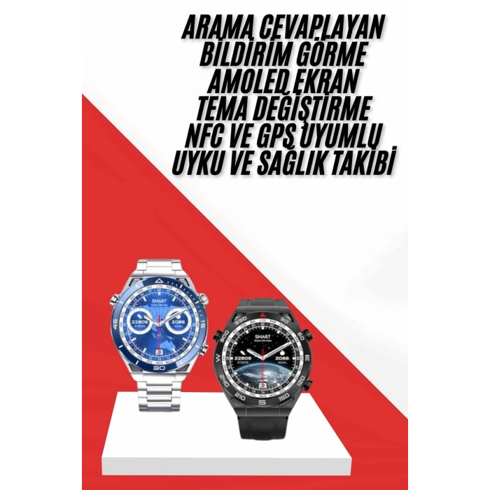Mey İthalat® Akıllı Saat 1.62 İnç Ultimate Nabız Sensörlü Sesli Görüşme Yapabilen Yeni Nesil