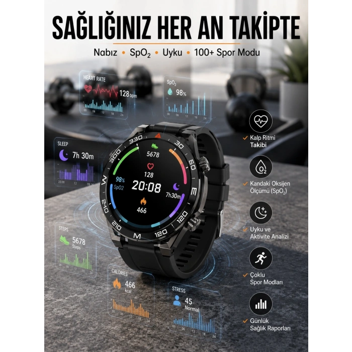 Mey İthalat® Akıllı Saat 2024 Model Arama Cevaplayan Uyku ve Sağlık Takibi