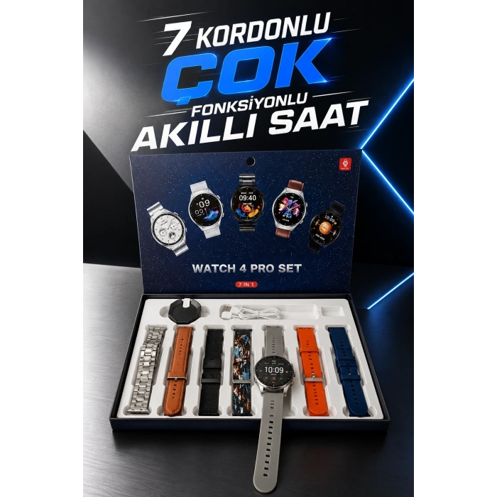 Mey İthalat® Akıllı Saat 7 Kordonlu Yeni Nesil Arama Cevaplayan Çok Fonksiyonlu