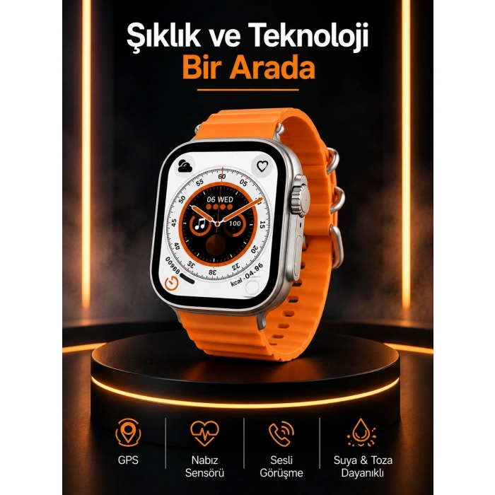 Mey İthalat® Akıllı Saat Android ve İOS Uyumlu 49 MM NFC Özelliği GPS Takibi Yeni Nesil