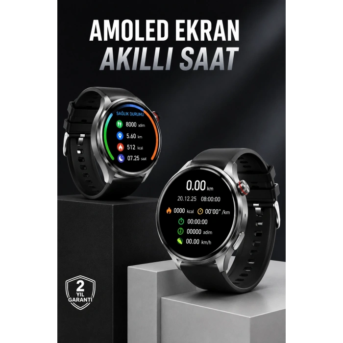 Mey İthalat® Akıllı Saat Bluetooth Bağlantılı Amoled Ekran Uyku ve Sağlık Takibi