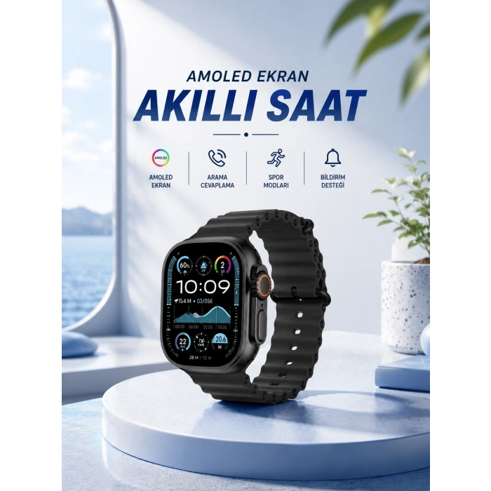 Mey İthalat® Akıllı Saat Bluetooth Bağlantılı NFC ve GPS Uyumlu Nabız Ölçer Sesli Görüşme