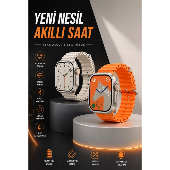 Mey İthalat® Akıllı Saat Bluetooth Bağlantılı Uyku ve Sağlık Takibi