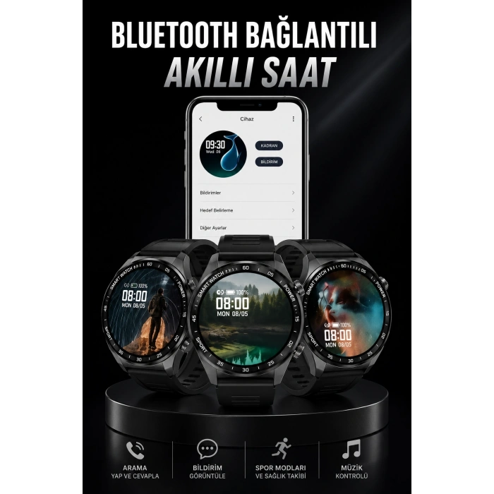 Mey İthalat® Akıllı Saat GPS VE NFC Özelliği Sesli Görüşme Dokunmstik Ekran