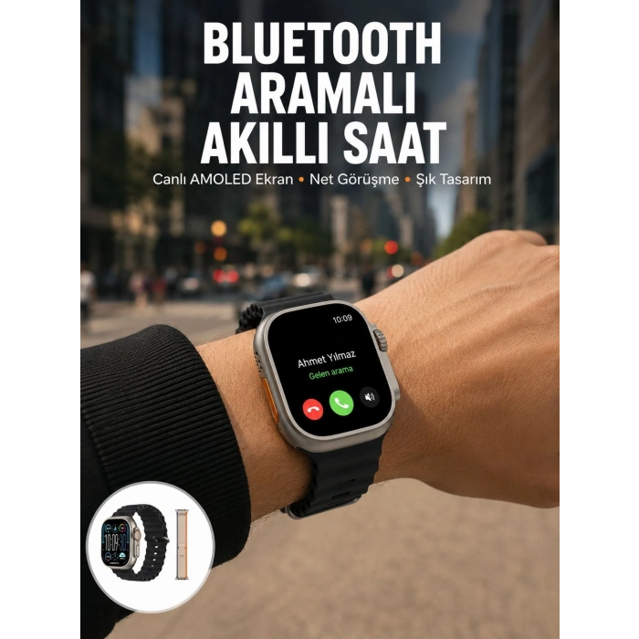 Mey İthalat® Akıllı Saat Kol Saati Android ve İOS Uyumlu Nabız Ölçer Sesli Asistan Yeni Nesil