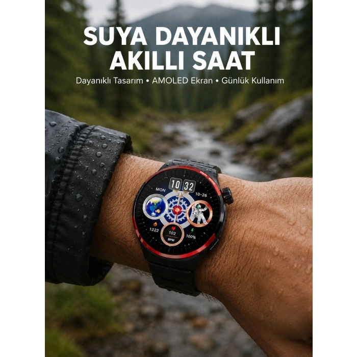 Mey İthalat® AMOLED Ekranlı Akıllı Saat Bluetooth Arama ve NFC Destekli Yeni Nesil