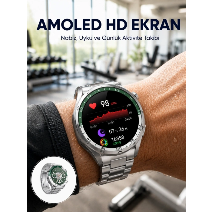 Mey İthalat® Amoled Smartwatch Harita Modlu Bluetooth Aramalı 3 Değiştirilebilir Kayışlı Yeni Nesil