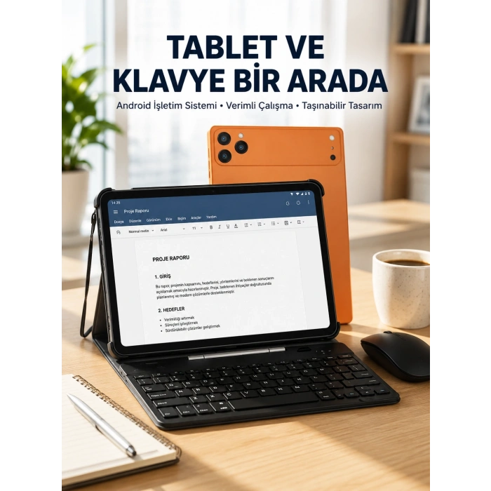 Mey İthalat® Android Tablet Klavye Kılıflı Dokunmatik Ekran Günlük ve Profesyonel Kullanım