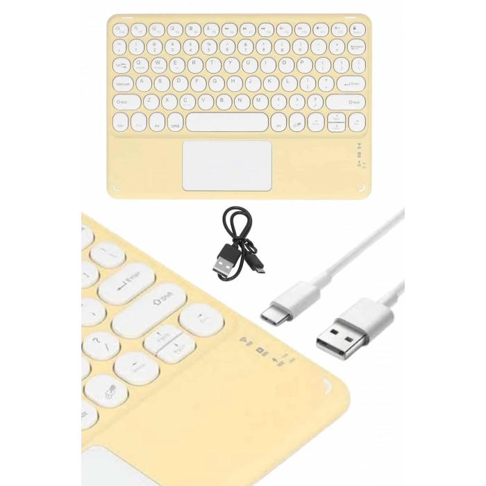 Mey İthalat® Android ve İOS Uyumlu Bluetooth Klavye Touchpad Slim Kablosuz Wifi Q Klavye