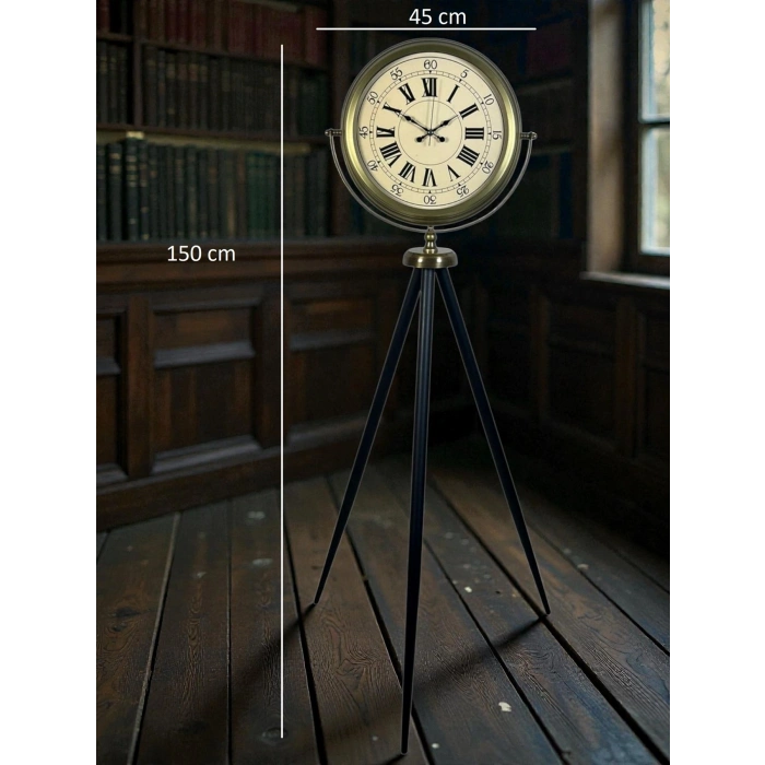 Mey İthalat® Antik Görünümlü Eskitme Tripod Ayaklı Saat