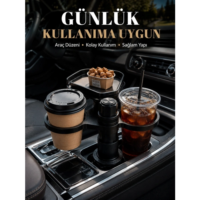 Mey İthalat® Araç İçi Bardaklık Organizeri Çok Amaçlı İçecek ve Eşya Tutucu