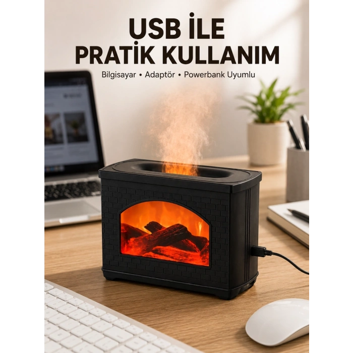 Mey İthalat® Aromaterapi Difüzör Ultrasonik Sessiz Nemlendirici USB Destekli