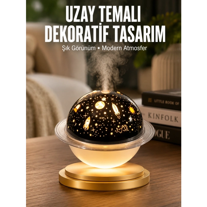 Mey İthalat® Aromaterapi Hava Nemlendirici Gece Lambası Uzay Model Satürn Oda Kokusu