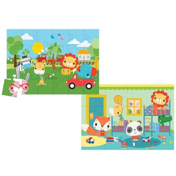 Mey İthalat®   Baby Railway & Bedtime 2’si 1 Arada Puzzle