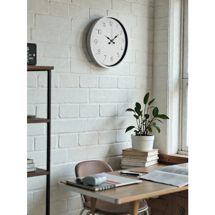 Mey İthalat® Beyaz 36 Cm Standart Duvar Saati