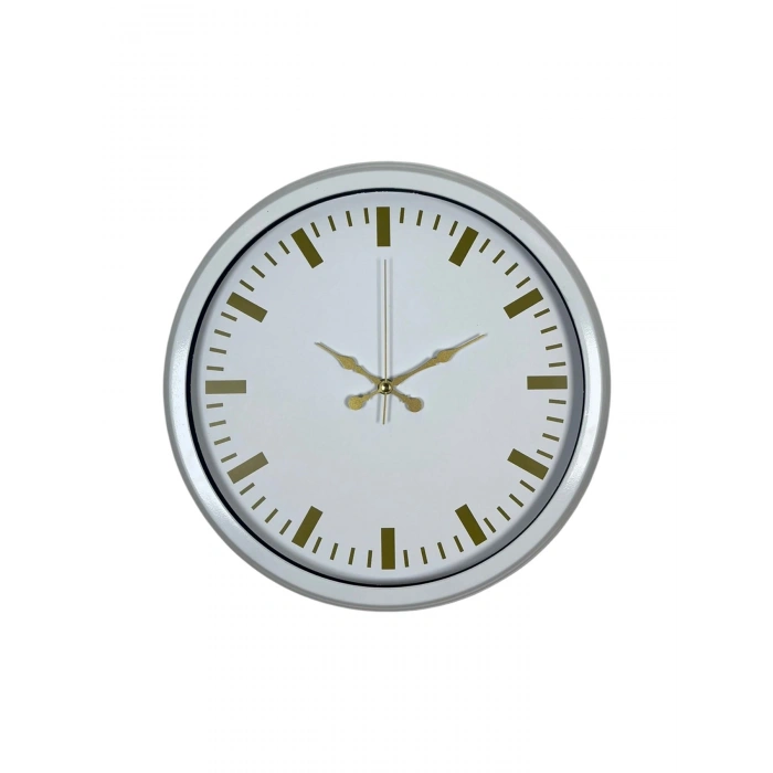 Mey İthalat® Beyaz Zarafet 40 Cm Metal Duvar Saati